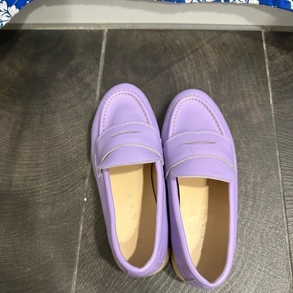 NEW Violet Purple Faux Leather Loafers Women 4 (200mm) purchased in Korea